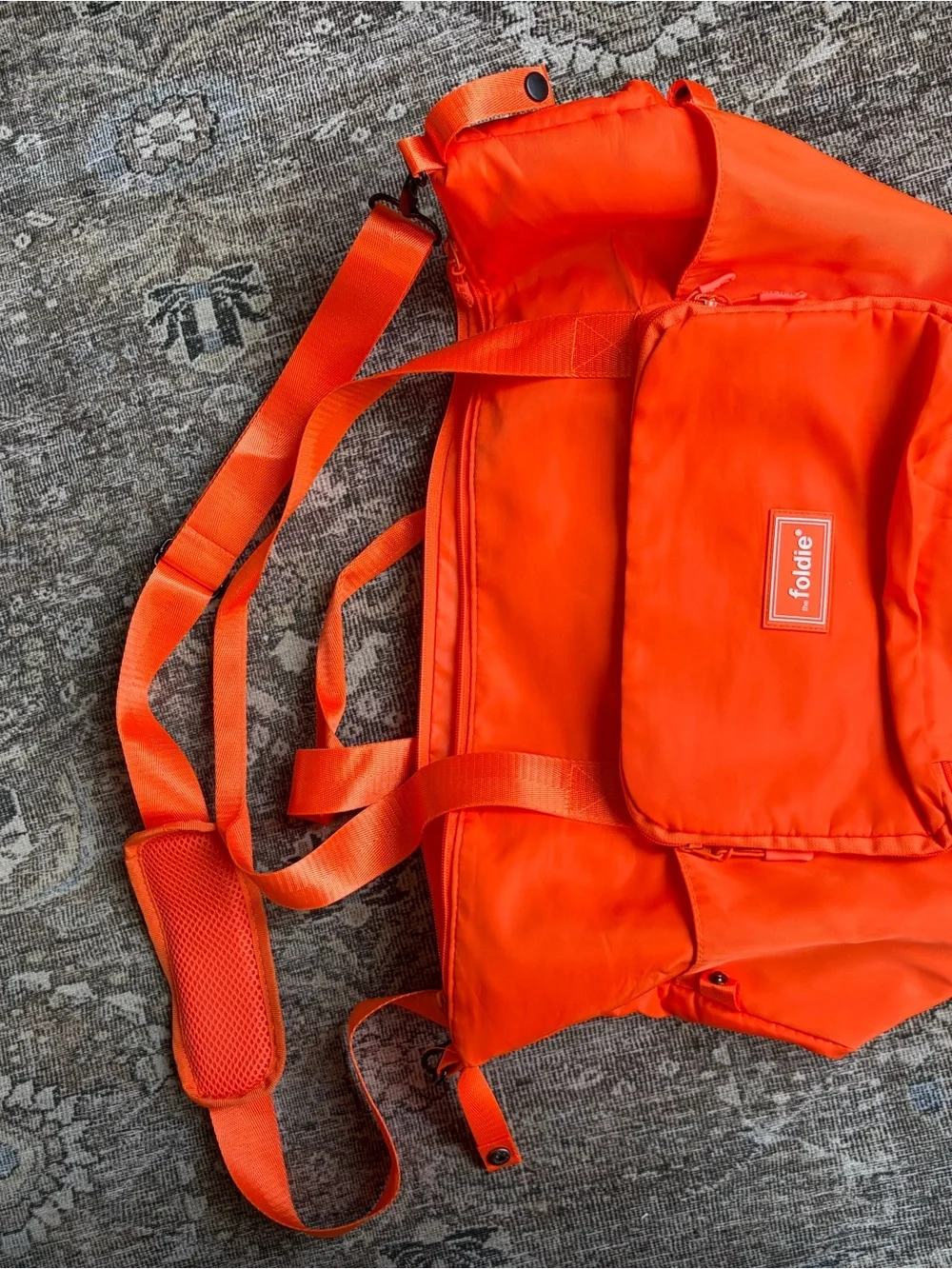 The Foldie Orange Packable Tote Bag